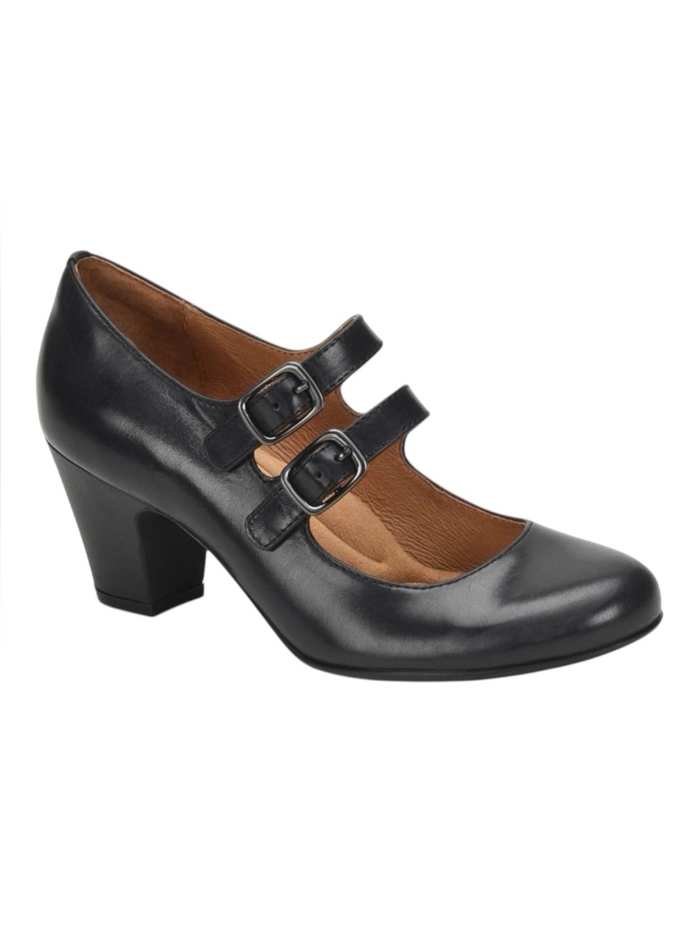 Sofft Maliyah Women’s Black Leather Mary Jane Comfort Heels 7.5